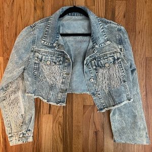Fringe crop Jean jacket